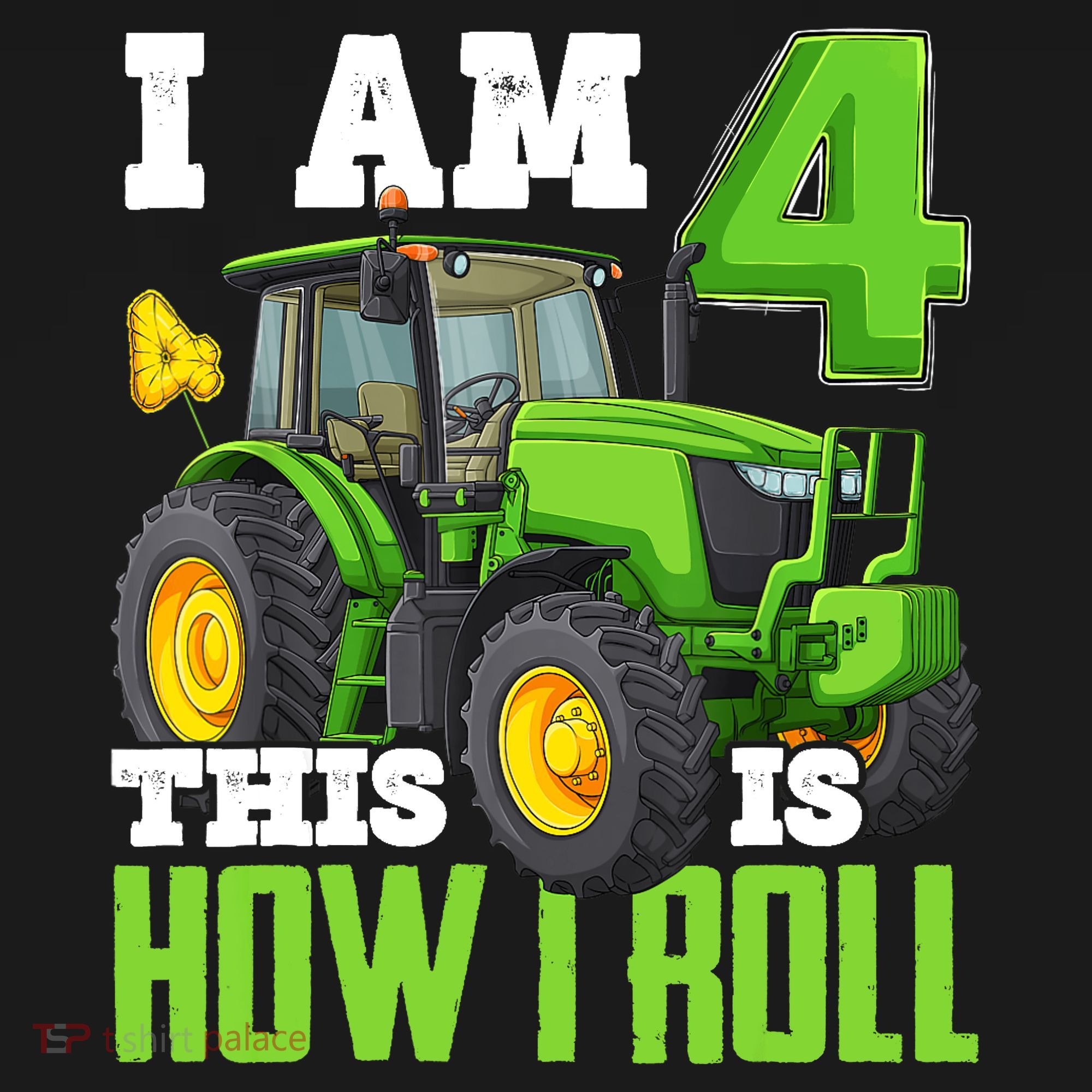I Am 4 This is How I Roll Four Year Old Tractor 4th Birthday Ornament