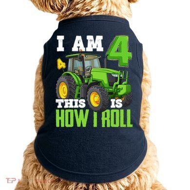 I Am 4 This is How I Roll Four Year Old Tractor 4th Birthday Doggie Tank
