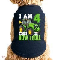 I Am 4 This is How I Roll Four Year Old Tractor 4th Birthday Doggie Tank thumb 0