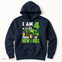I Am 4 This is How I Roll Four Year Old Tractor 4th Birthday Hoodie thumb 0