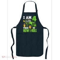 I Am 4 This is How I Roll Four Year Old Tractor 4th Birthday Apron thumb 0