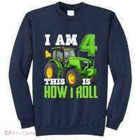 I Am 4 This is How I Roll Four Year Old Tractor 4th Birthday Sweatshirt thumb 0