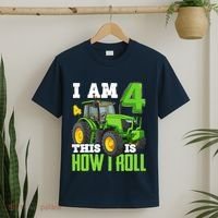 I Am 4 This is How I Roll Four Year Old Tractor 4th Birthday T-Shirt thumb 2