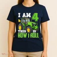 I Am 4 This is How I Roll Four Year Old Tractor 4th Birthday T-Shirt thumb 4