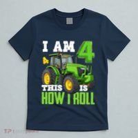I Am 4 This is How I Roll Four Year Old Tractor 4th Birthday T-Shirt thumb 5