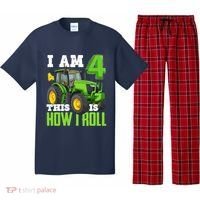 I Am 4 This is How I Roll Four Year Old Tractor 4th Birthday Pajama Set thumb 0