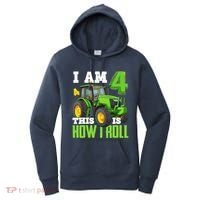 I Am 4 This is How I Roll Four Year Old Tractor 4th Birthday Women's Hoodie thumb 0