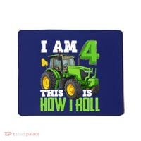 I Am 4 This is How I Roll Four Year Old Tractor 4th Birthday Mousepad thumb 0
