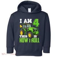 I Am 4 This is How I Roll Four Year Old Tractor 4th Birthday Toddler Hoodie thumb 0
