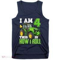 I Am 4 This is How I Roll Four Year Old Tractor 4th Birthday Tank Top thumb 0