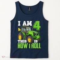 I Am 4 This is How I Roll Four Year Old Tractor 4th Birthday Tank Top thumb 2