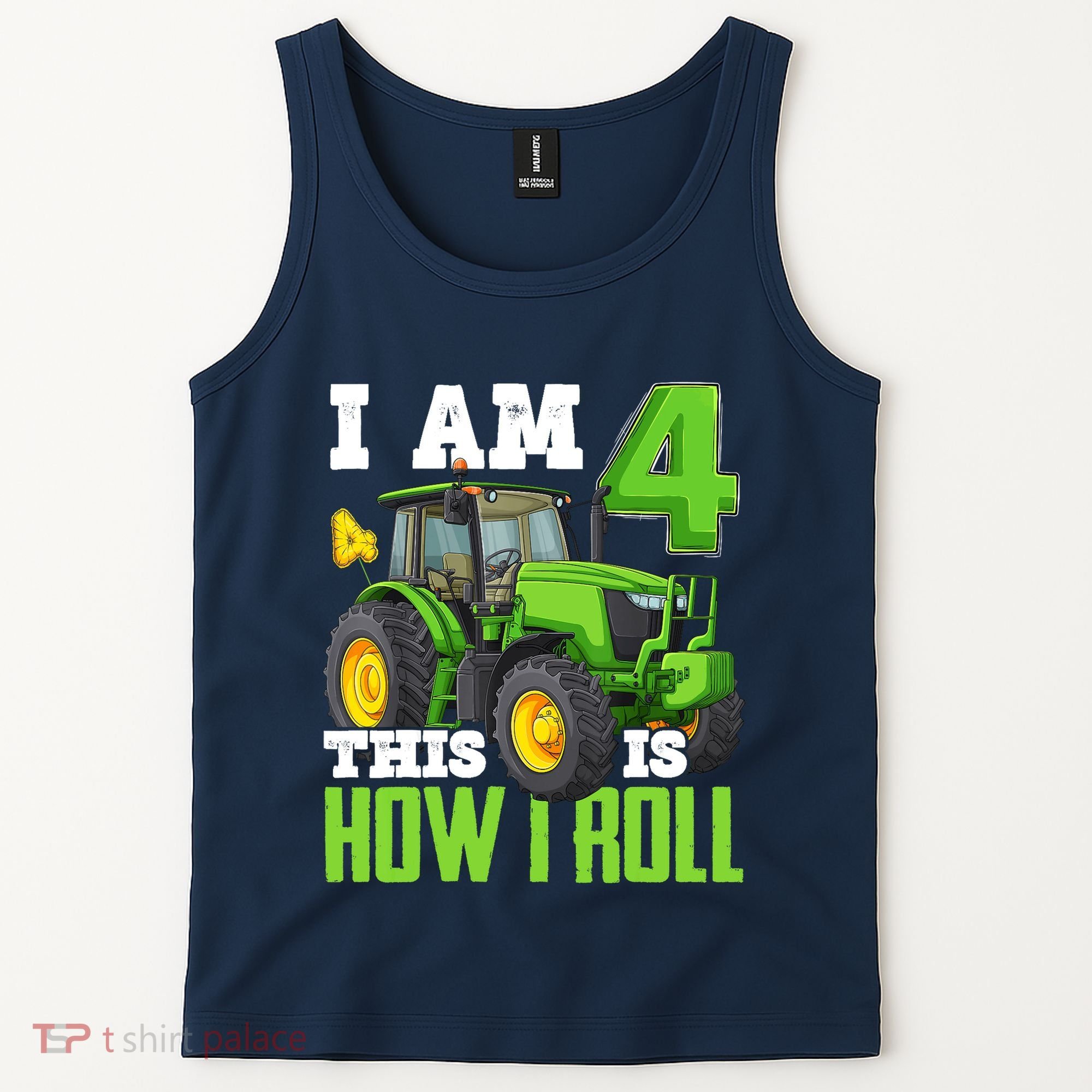 I Am 4 This is How I Roll Four Year Old Tractor 4th Birthday Tank Top