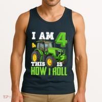 I Am 4 This is How I Roll Four Year Old Tractor 4th Birthday Tank Top thumb 3