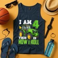 I Am 4 This is How I Roll Four Year Old Tractor 4th Birthday Tank Top thumb 4
