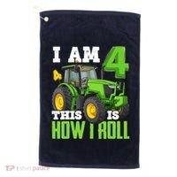 I Am 4 This is How I Roll Four Year Old Tractor 4th Birthday Golf Towel thumb 0