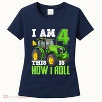 I Am 4 This is How I Roll Four Year Old Tractor 4th Birthday Women's T-Shirt thumb 0