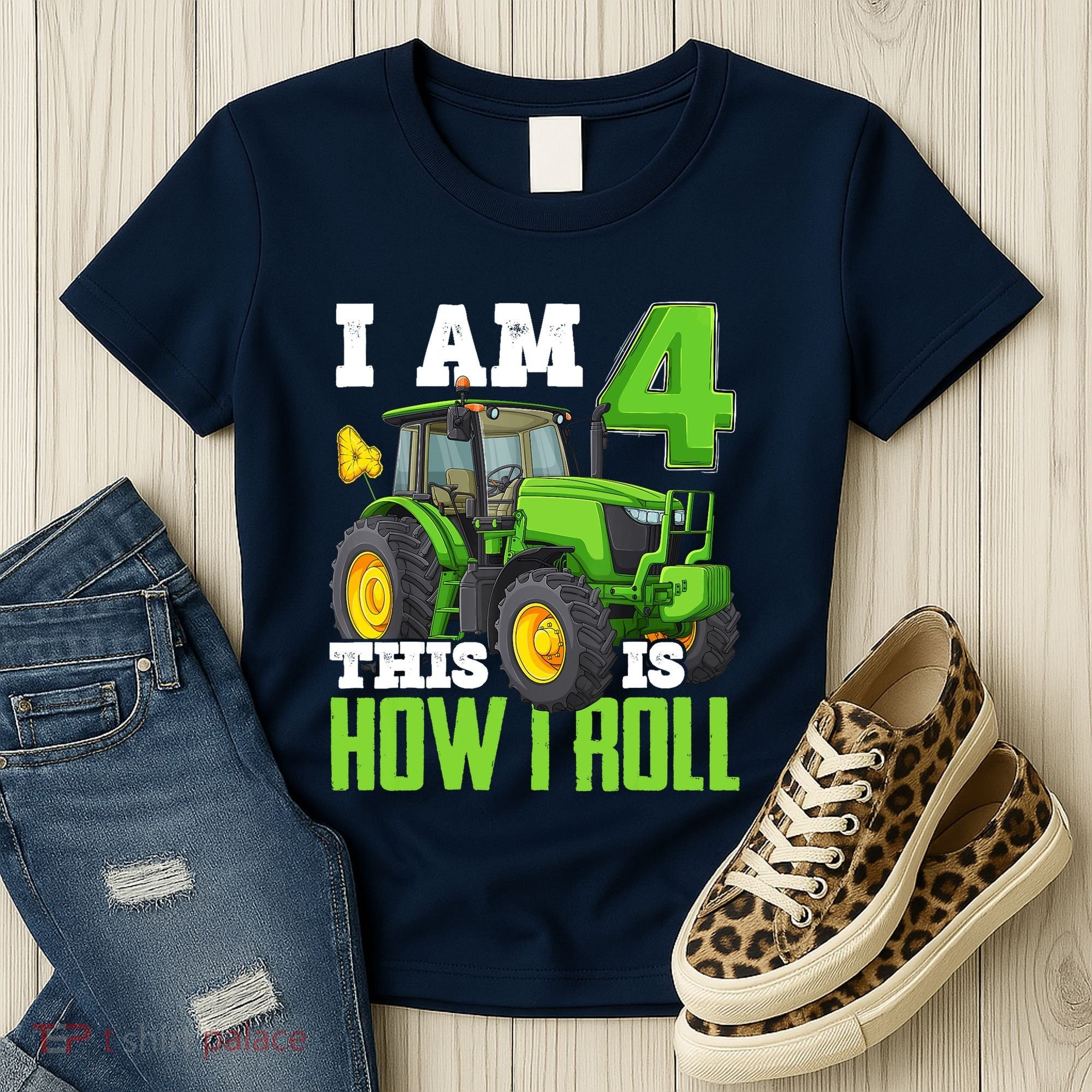 I Am 4 This is How I Roll Four Year Old Tractor 4th Birthday Women's T-Shirt