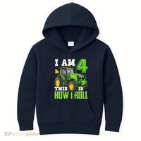 I Am 4 This is How I Roll Four Year Old Tractor 4th Birthday Kids Hoodie thumb 0