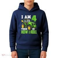 I Am 4 This is How I Roll Four Year Old Tractor 4th Birthday Kids Hoodie thumb 4
