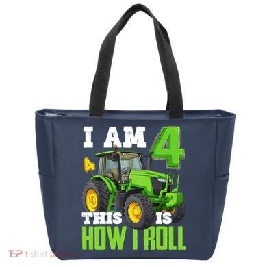 I Am 4 This is How I Roll Four Year Old Tractor 4th Birthday Tote Bag