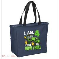 I Am 4 This is How I Roll Four Year Old Tractor 4th Birthday Tote Bag thumb 2