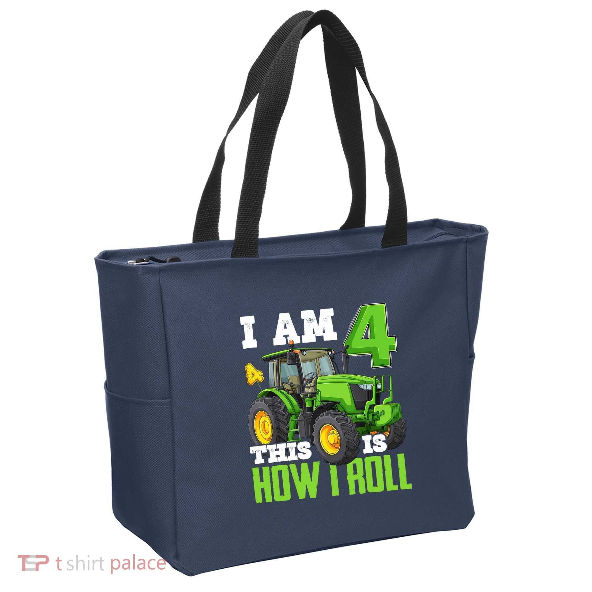 I Am 4 This is How I Roll Four Year Old Tractor 4th Birthday Tote Bag