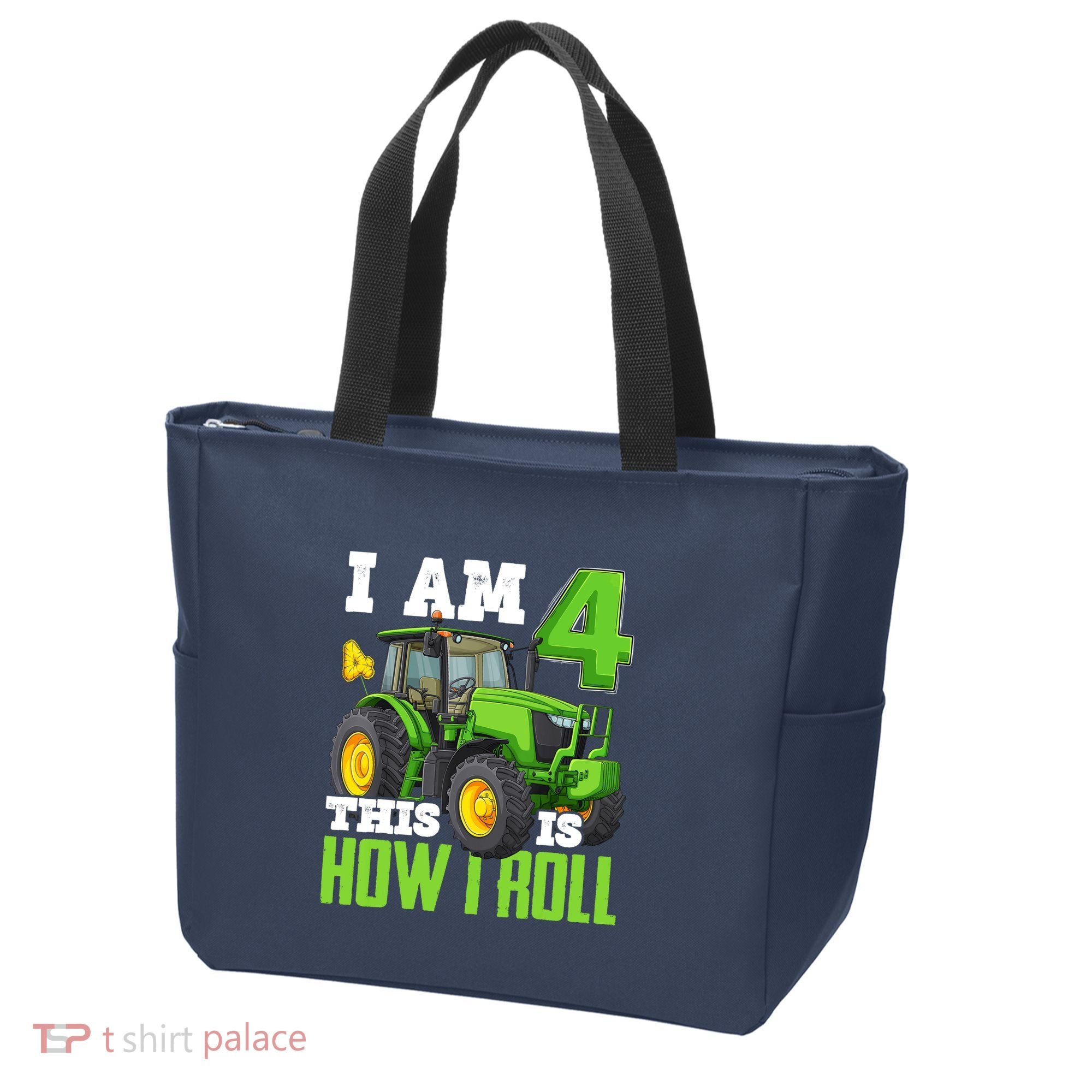 I Am 4 This is How I Roll Four Year Old Tractor 4th Birthday Tote Bag