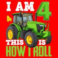 I Am 4 This is How I Roll Four Year Old Tractor 4th Birthday Santa Hat thumb 1