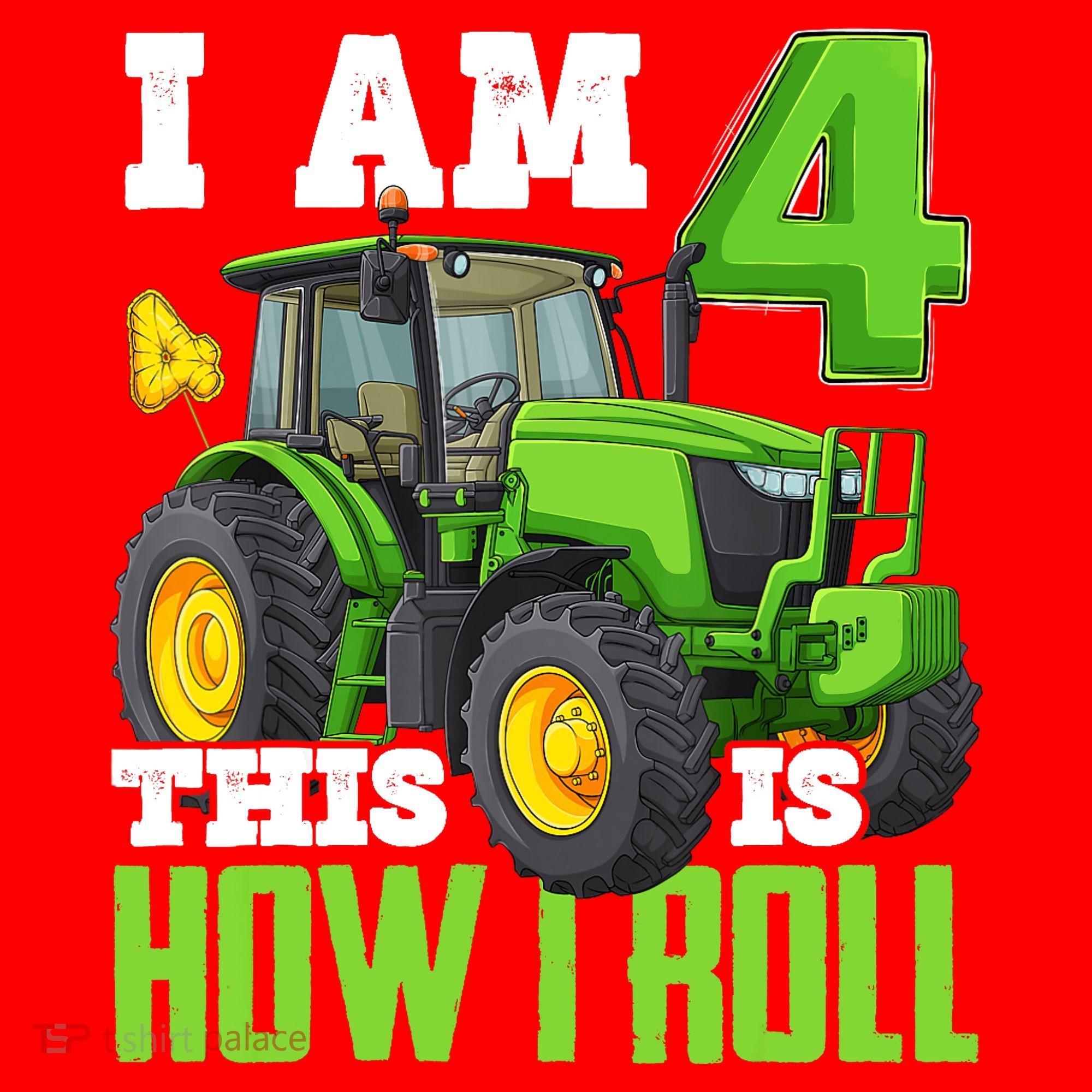 I Am 4 This is How I Roll Four Year Old Tractor 4th Birthday Santa Hat