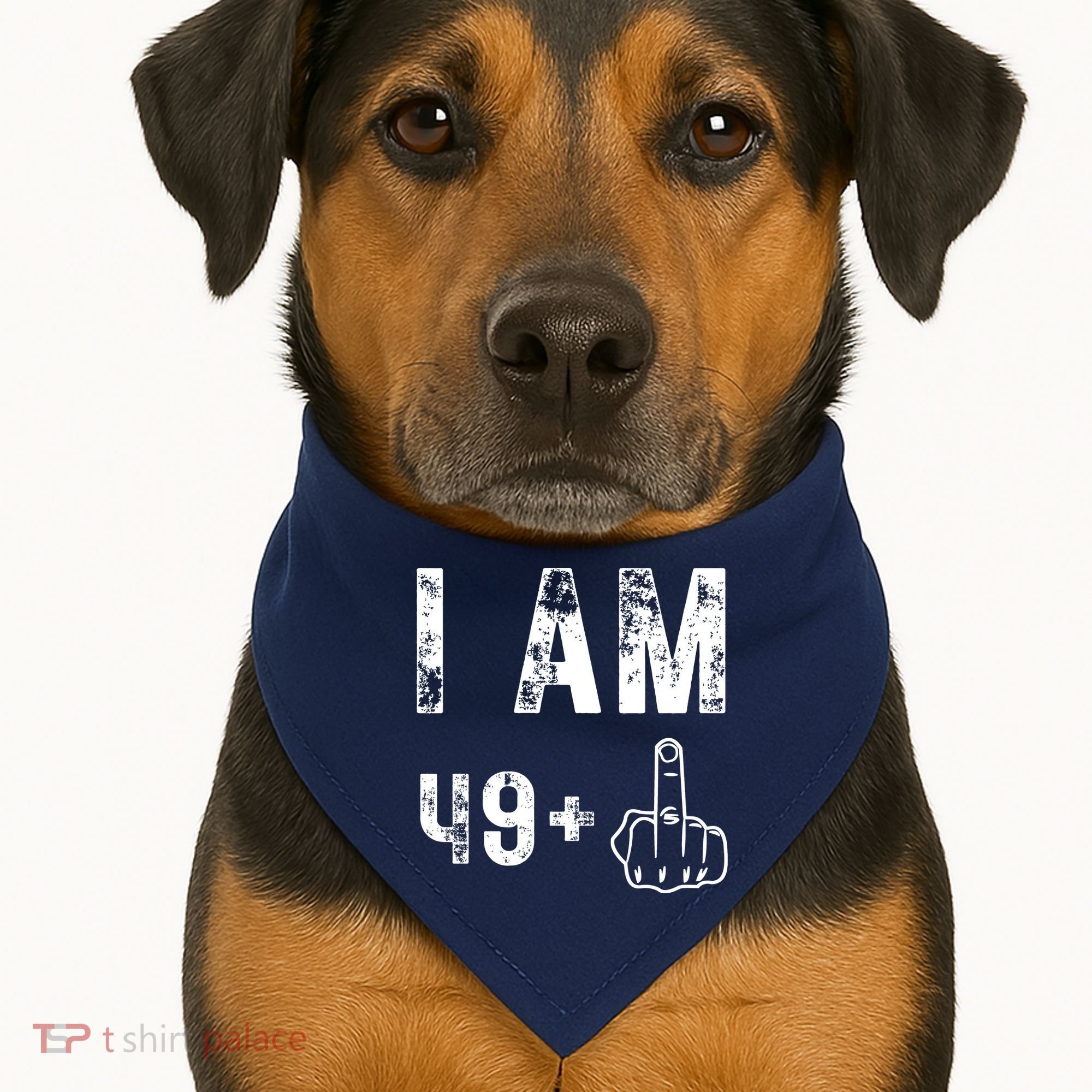 I Am 49 Plus Middle Finger 50th Birthday USA-Made Doggie Bandana