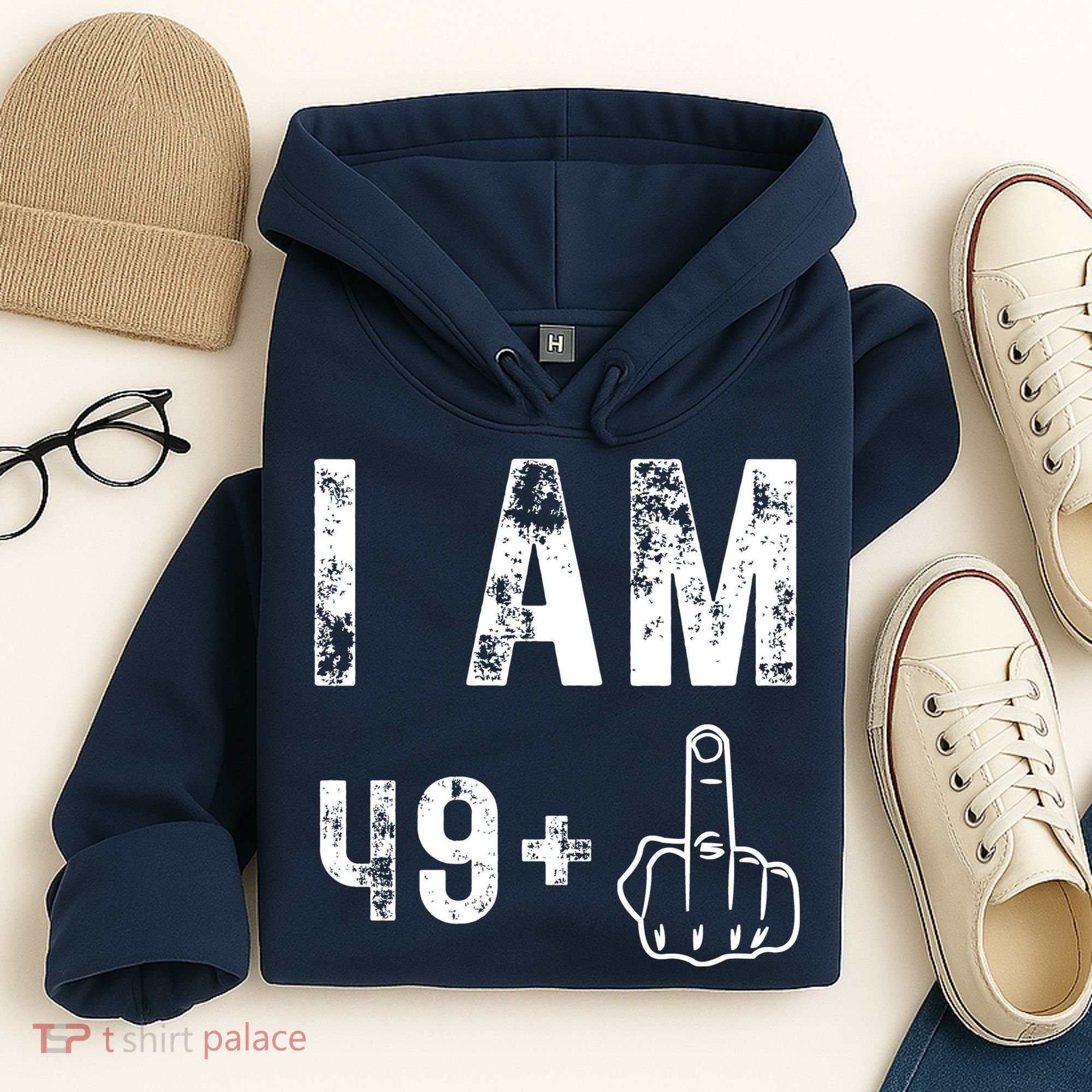 I Am 49 Plus Middle Finger 50th Birthday Hoodie