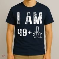 I Am 49 Plus Middle Finger 50th Birthday T-Shirt thumb 3