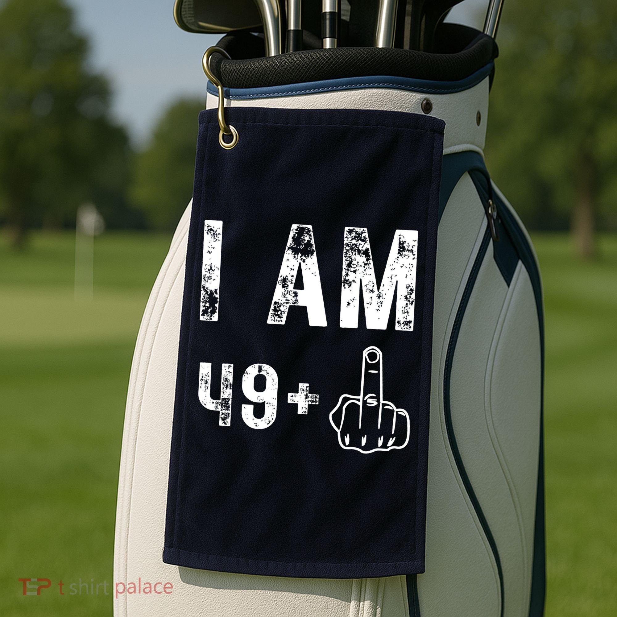 I Am 49 Plus Middle Finger 50th Birthday Golf Towel