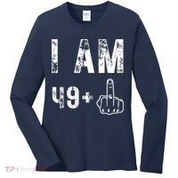 I Am 49 Plus Middle Finger 50th Birthday Women's Long Sleeve Shirt thumb 0
