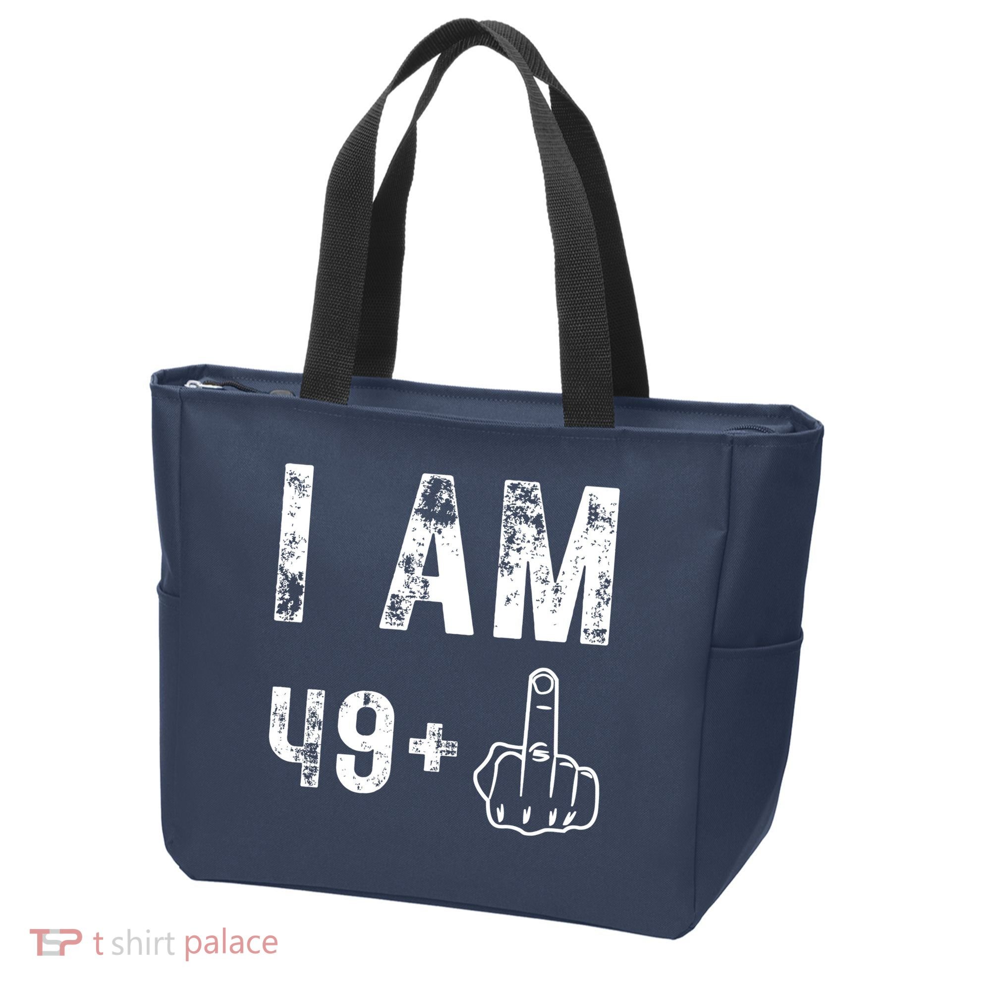 I Am 49 Plus Middle Finger 50th Birthday Tote Bag