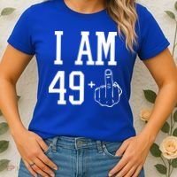 I Am 49 Plus Middle Finger Sarcastic 50th Birthday Women's T-Shirt thumb 2