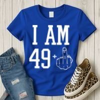 I Am 49 Plus Middle Finger Sarcastic 50th Birthday Women's T-Shirt thumb 3