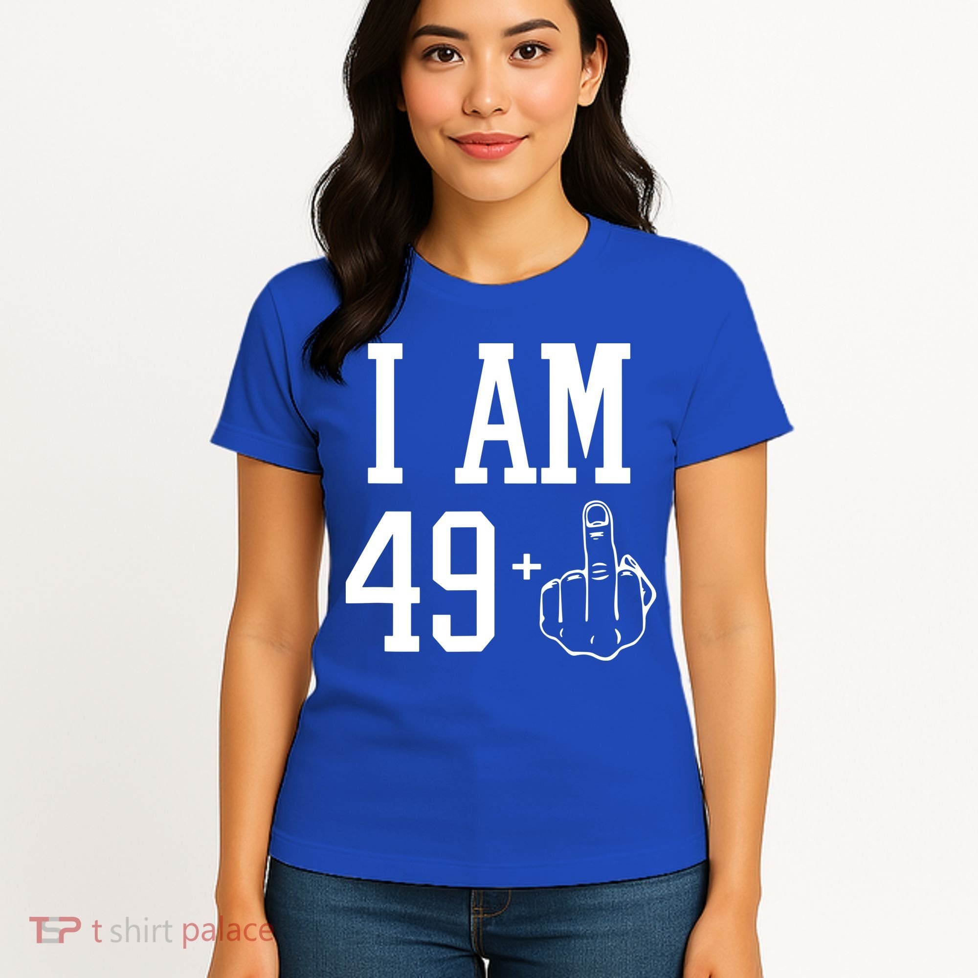 I Am 49 Plus Middle Finger Sarcastic 50th Birthday Women's T-Shirt