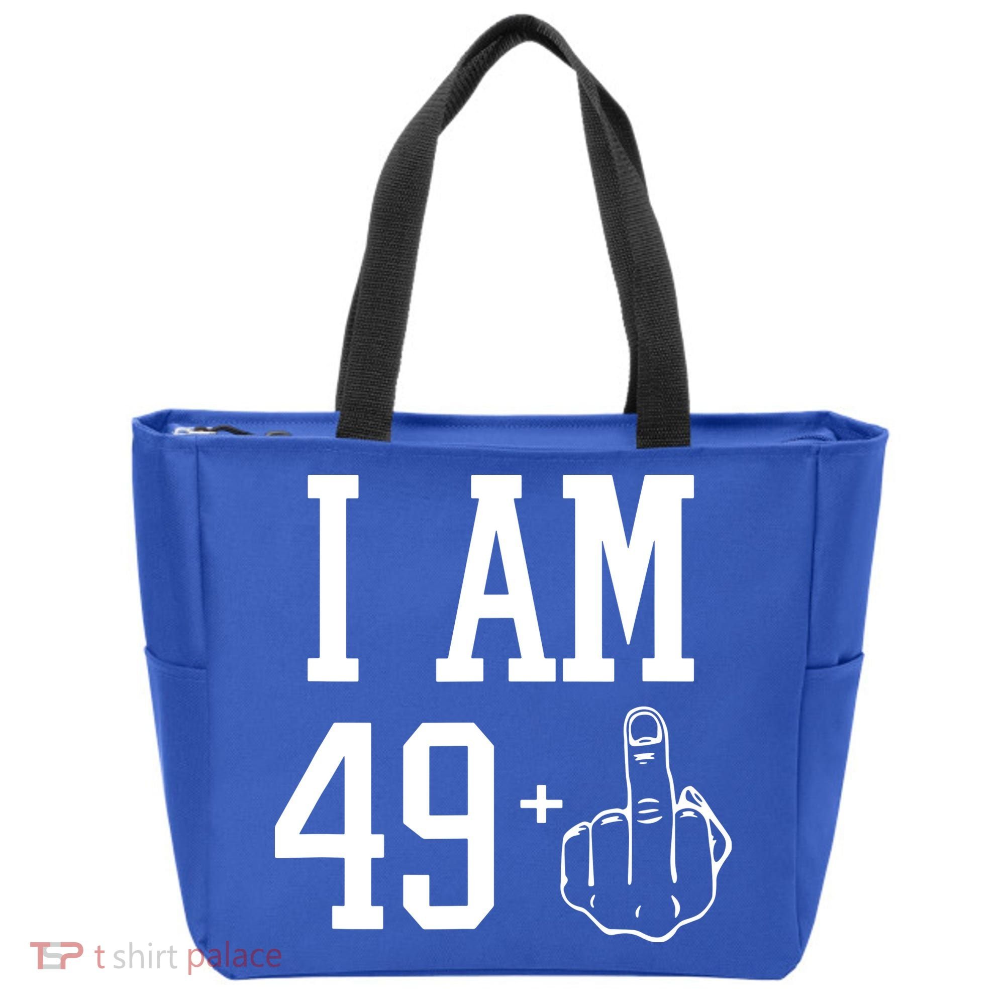 I Am 49 Plus Middle Finger Sarcastic 50th Birthday Tote Bag
