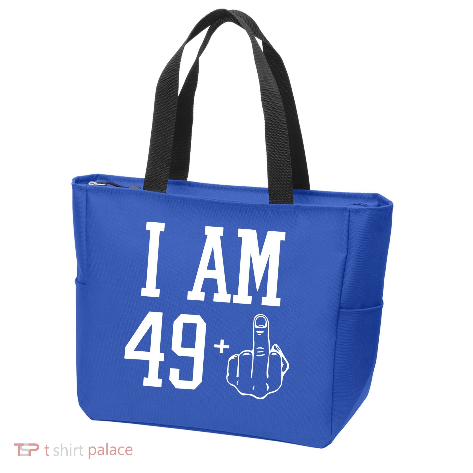 I Am 49 Plus Middle Finger Sarcastic 50th Birthday Tote Bag