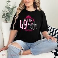 I Am 49 Plus 1 Middle Finger 49th Women Birthday Funny Comfort Colors T-Shirt thumb 2