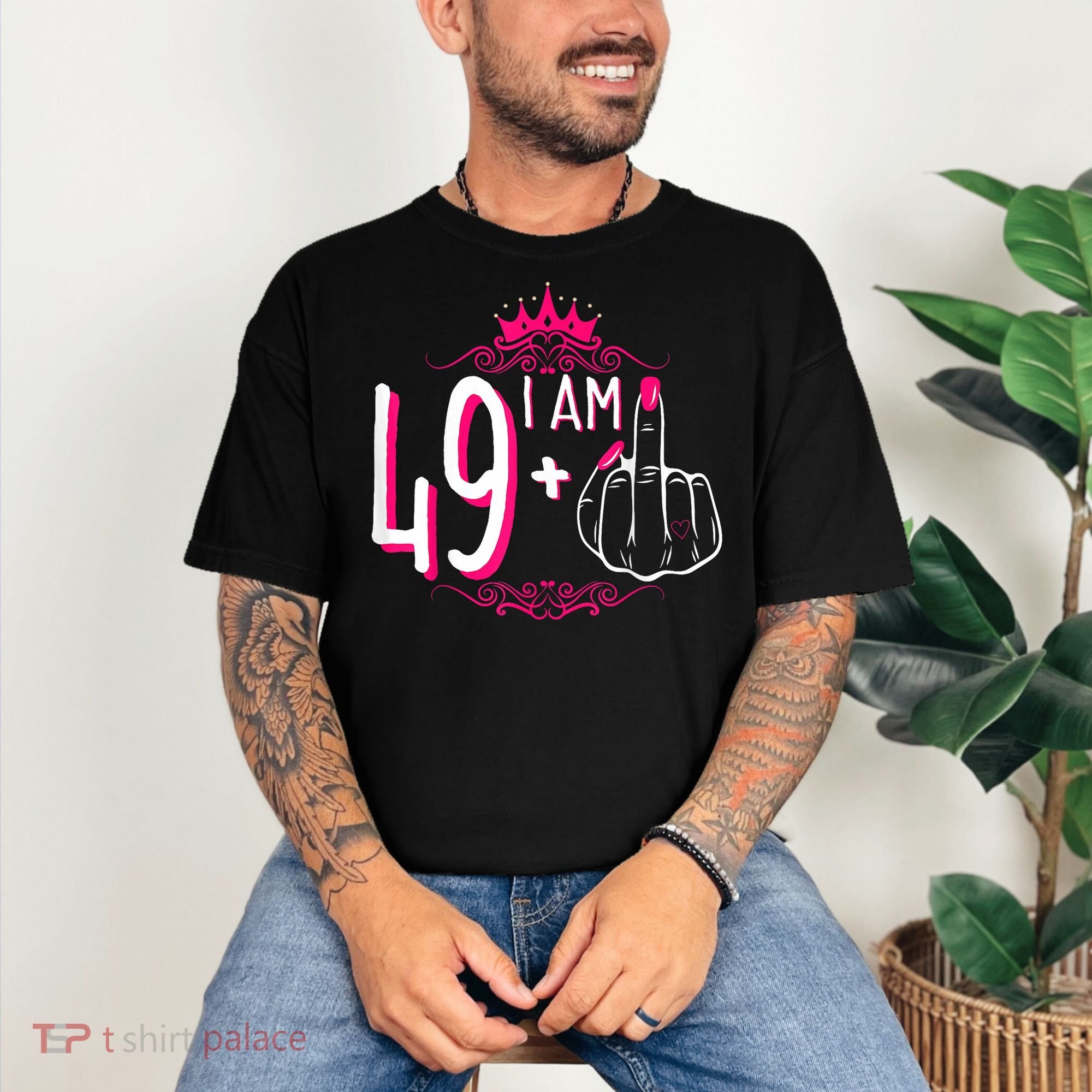 I Am 49 Plus 1 Middle Finger 49th Women Birthday Funny Comfort Colors T-Shirt