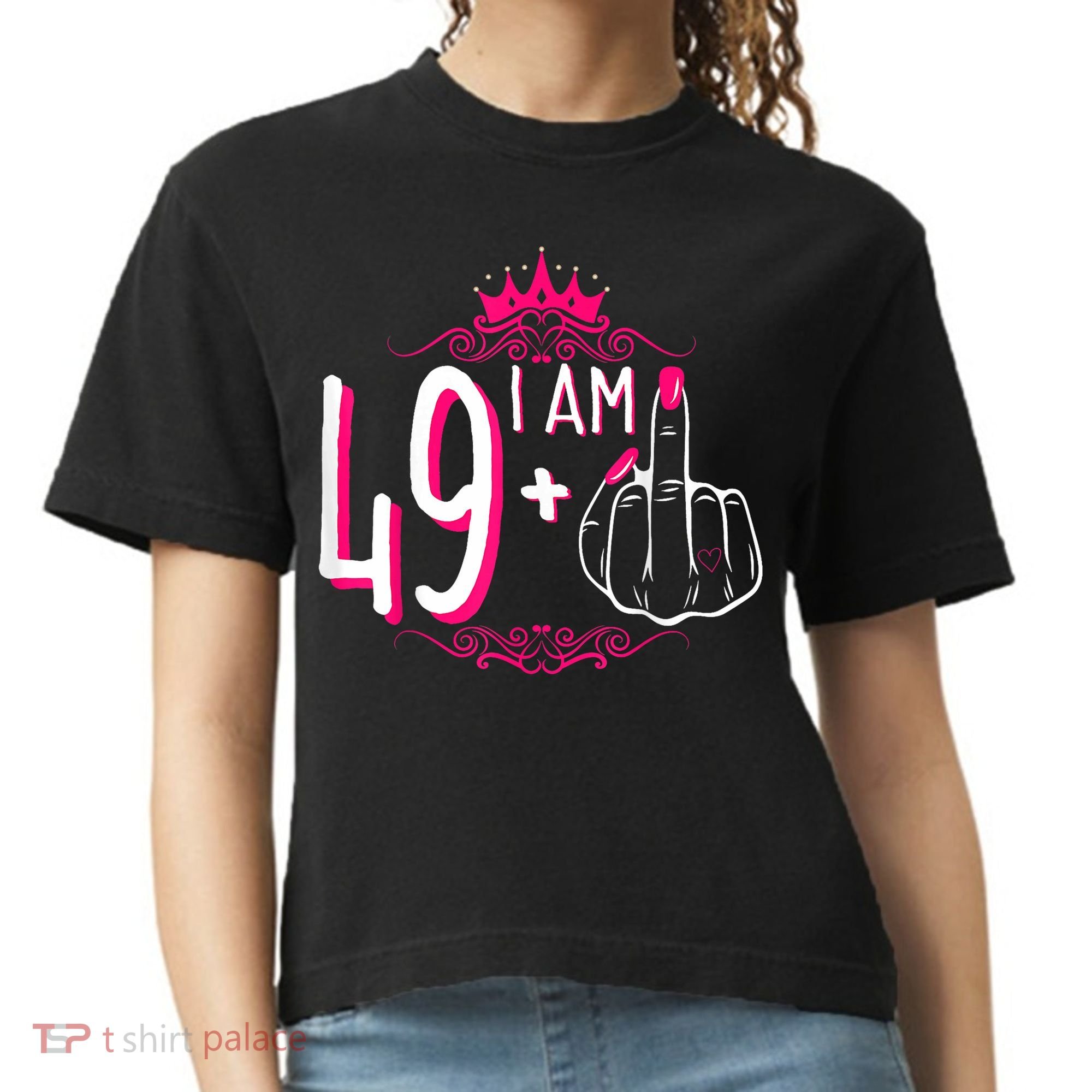 I Am 49 Plus 1 Middle Finger 49th Women Birthday Funny Comfort Colors Boxy T-Shirt