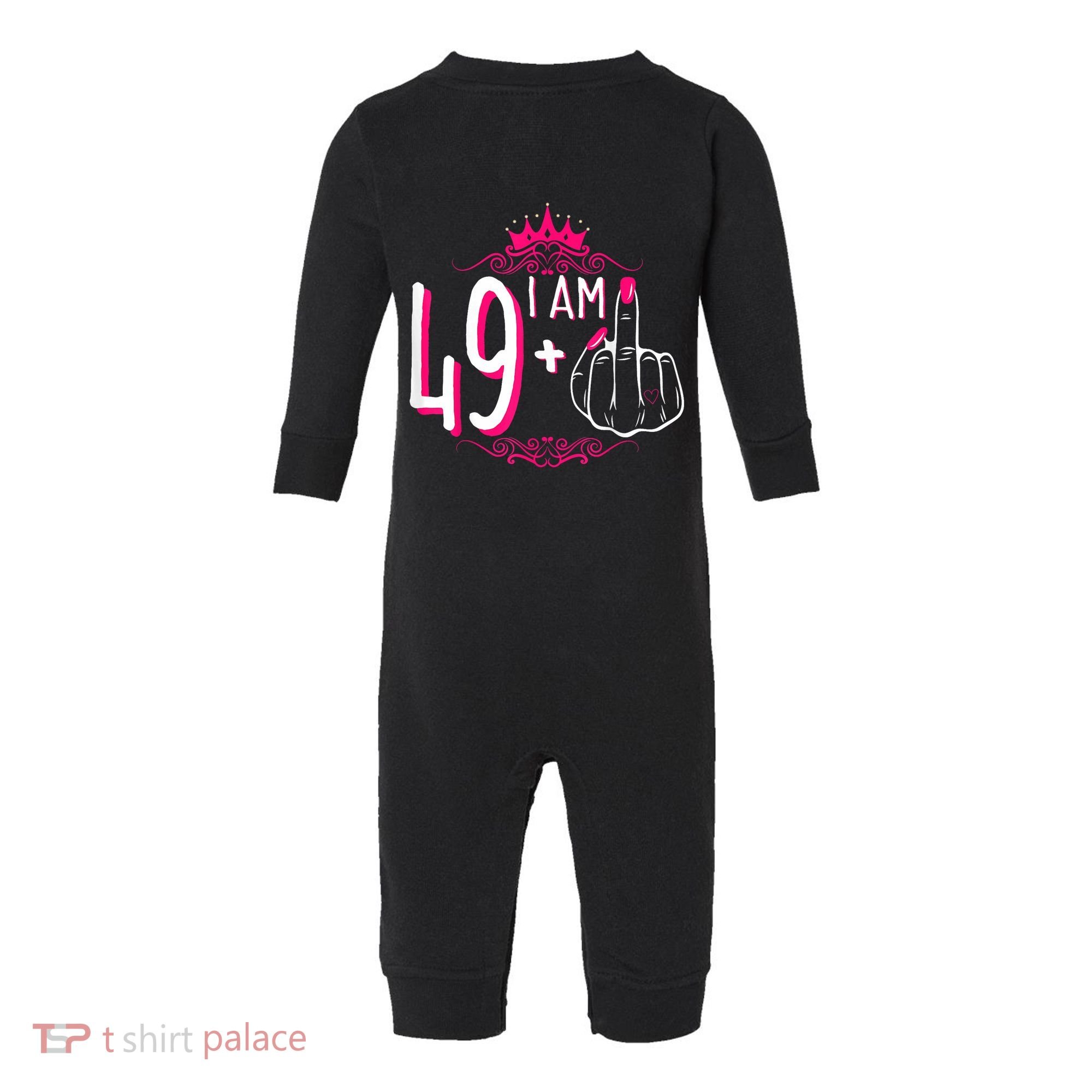 I Am 49 Plus 1 Middle Finger 49th Women Birthday Funny Infant Fleece One Piece