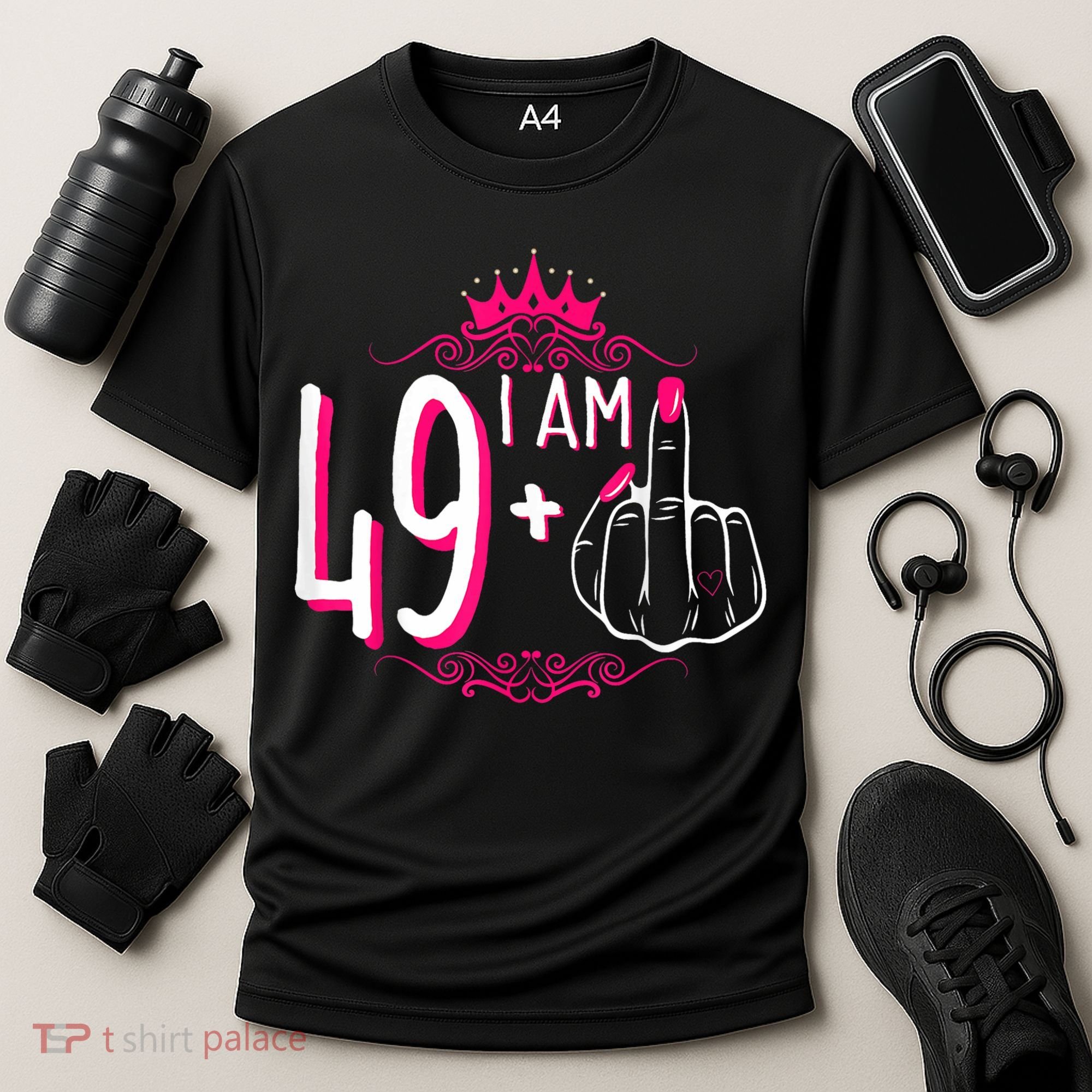 I Am 49 Plus 1 Middle Finger 49th Women Birthday Funny Cooling Performance Crew T-Shirt