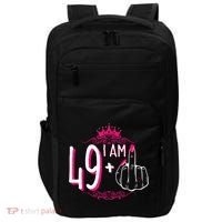 I Am 49 Plus 1 Middle Finger 49th Women Birthday Funny Impact Tech Backpack thumb 0