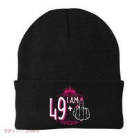 I Am 49 Plus 1 Middle Finger 49th Women Birthday Funny Beanie thumb 0