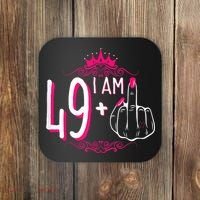 I Am 49 Plus 1 Middle Finger 49th Women Birthday Funny Coaster thumb 0