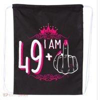 I Am 49 Plus 1 Middle Finger 49th Women Birthday Funny Drawstring Bag thumb 0