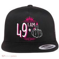 I Am 49 Plus 1 Middle Finger 49th Women Birthday Funny Flat Bill Trucker Hat thumb 0